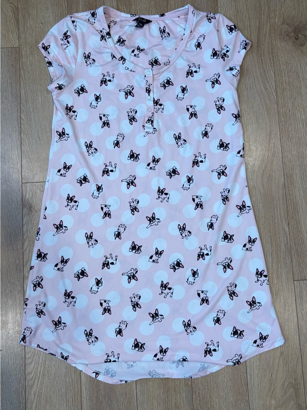 Kids Pink Dog Print Nightgown - Soft Short Sleeve Pajama Dress